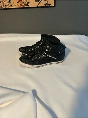 GUESS Black and White High-Top Sneakers